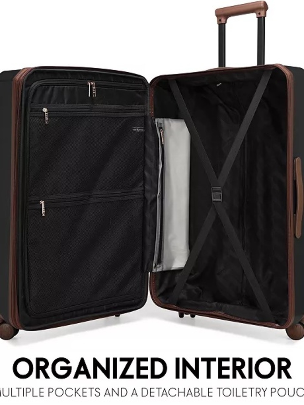 Elle Luxe Journey 1 Piece Expandable Retro Spinner Rolling check in Luggage - Picture 9 of 16